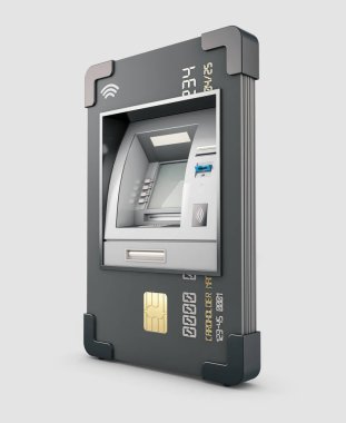 3d ATM, kredi kartı ya da banka kartı. Kırpma yolu dahil