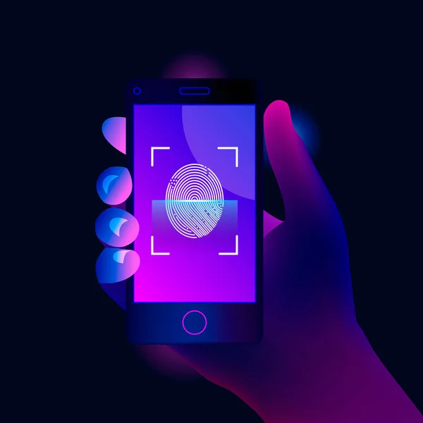 Smartphone con huella digital . — Archivo Imágenes Vectoriales