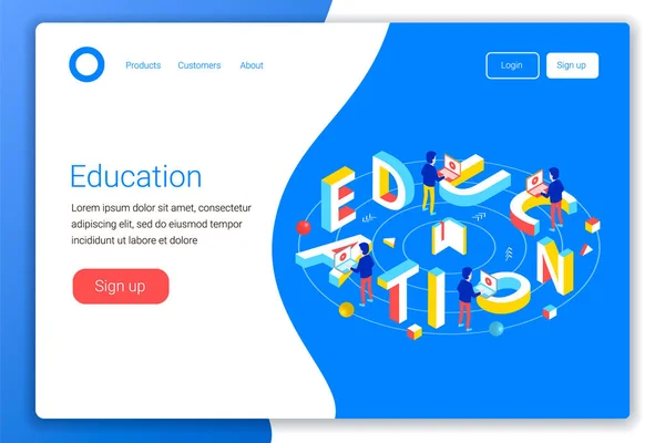 Conceito de Design de Educação Online. — Vetor de Stock