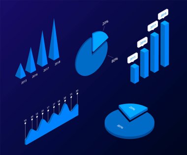 Infographic izometrik öğeleri.