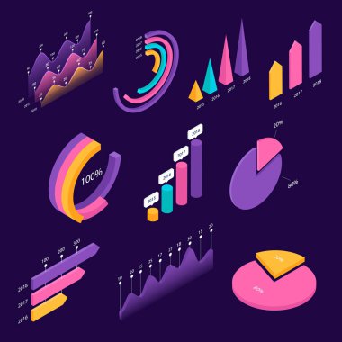 Big set of infographic isometric elements. clipart