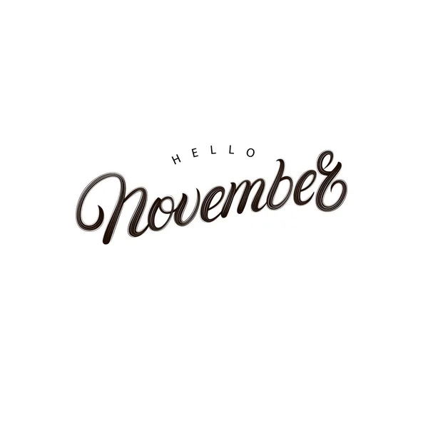 Ciao novembre lettering scritto a mano . — Vettoriale Stock