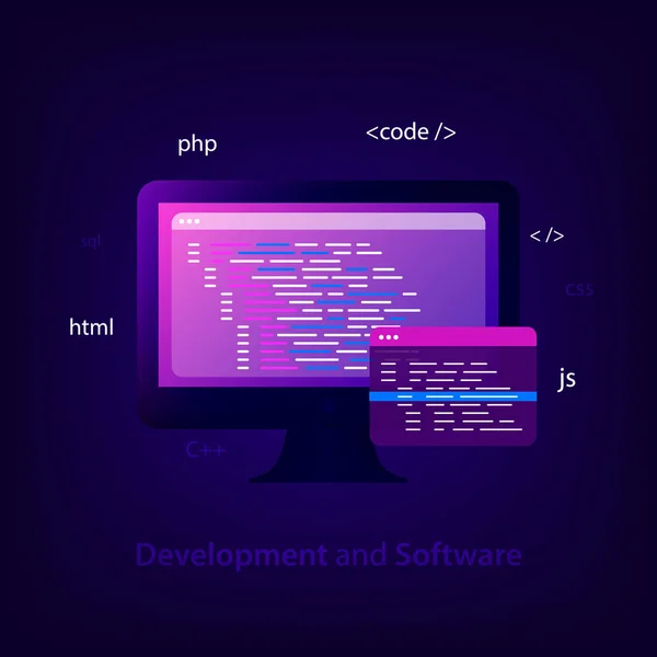 Programmerings- en coderingsconcept. — Stockvector