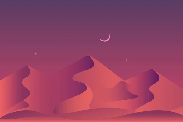Deserto arenoso à noite paisagem tempo . —  Vetores de Stock