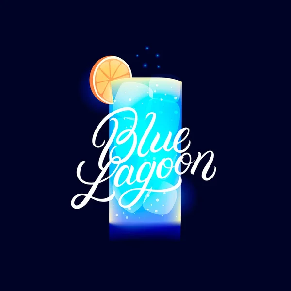 Cocktail alcolico Blue Lagoon . — Vettoriale Stock