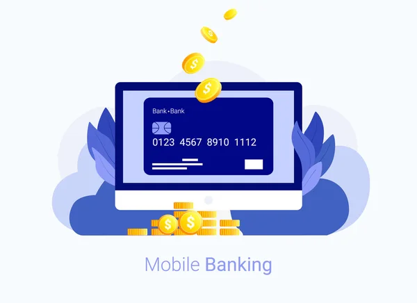 Bankowość internetowa koncepcja karty kredytowej. — Wektor stockowy