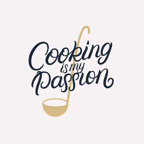 Cucinare è la mia passione scritta a mano citazione lettering . — Vettoriale Stock