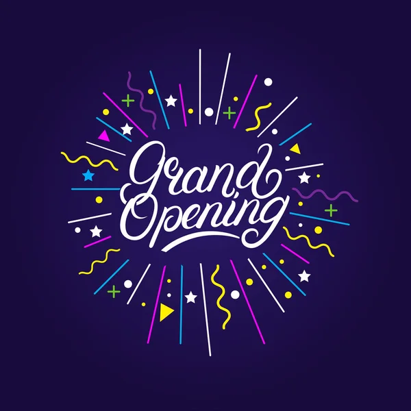 Grand opening hand geschreven belettering. — Stockvector