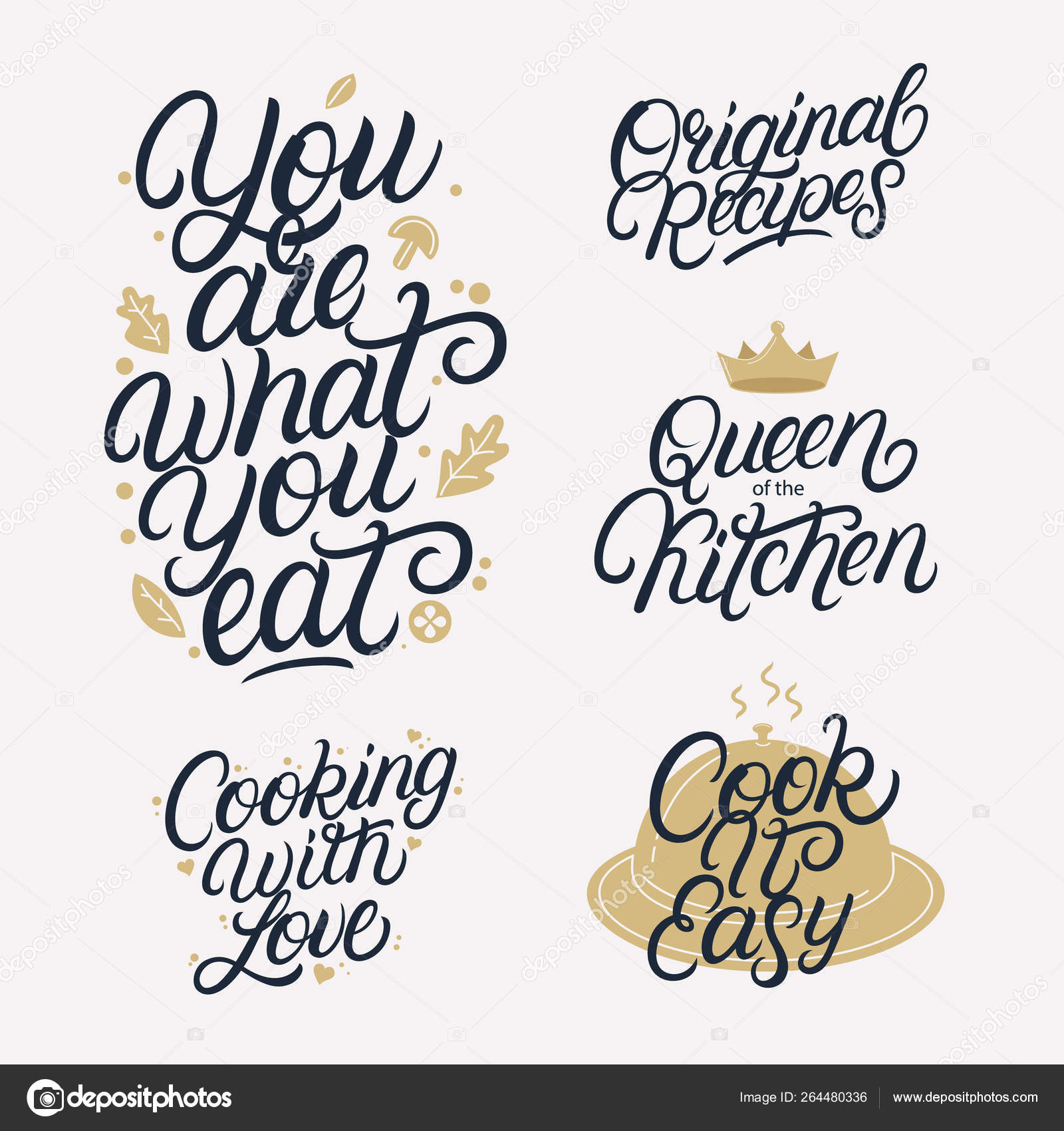 Kitchen Related Lettering Calligraphy Set Vector Image By C Margzaiceva Yandex Ru Vector Stock 264480336 https depositphotos com 264480336 stock illustration kitchen related lettering calligraphy set html