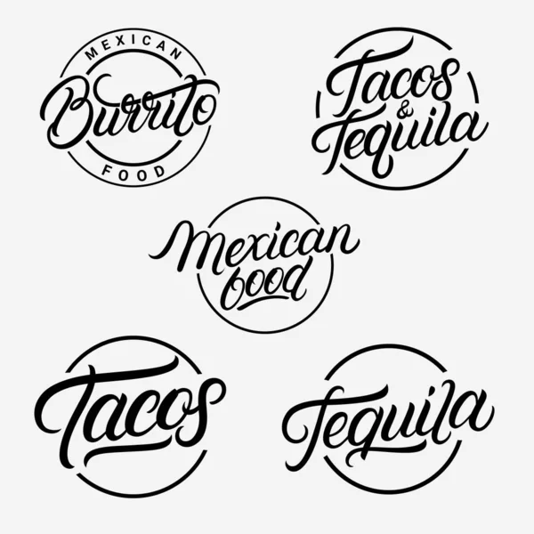 Logos de comida y bebida mexicana — Vector de stock