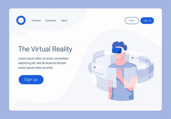 Plantilla de landing page VR . — Archivo Imágenes Vectoriales