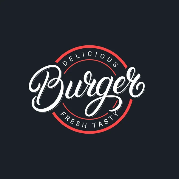 Burger mão escrito lettering logotipo —  Vetores de Stock