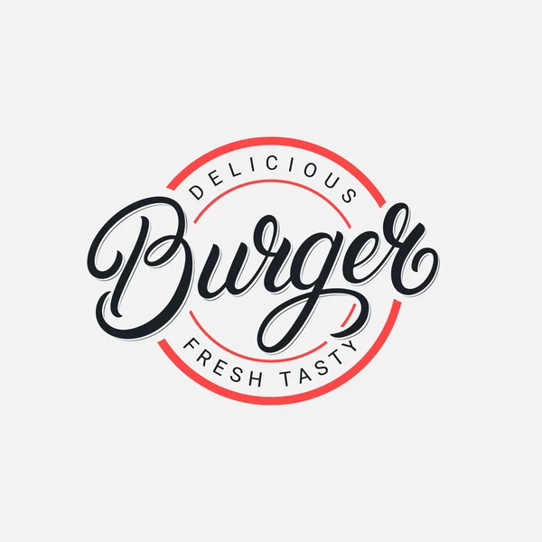 Hamburger hand geschreven belettering logo — Stockvector