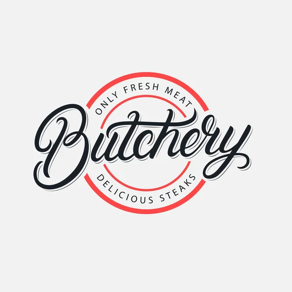 Butchery mão escrita logotipo lettering — Vetor de Stock