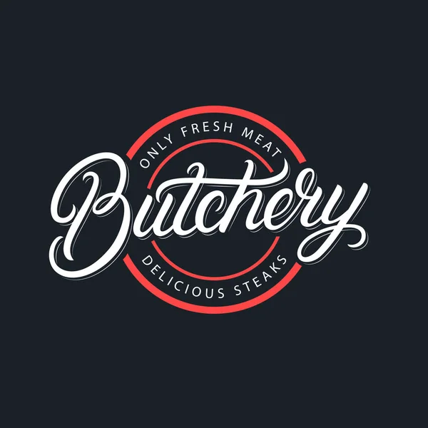 Butchery mão escrita logotipo lettering —  Vetores de Stock