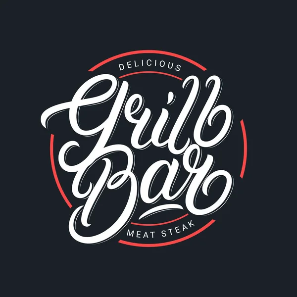 Grill Bar hand geschreven belettering logo — Stockvector