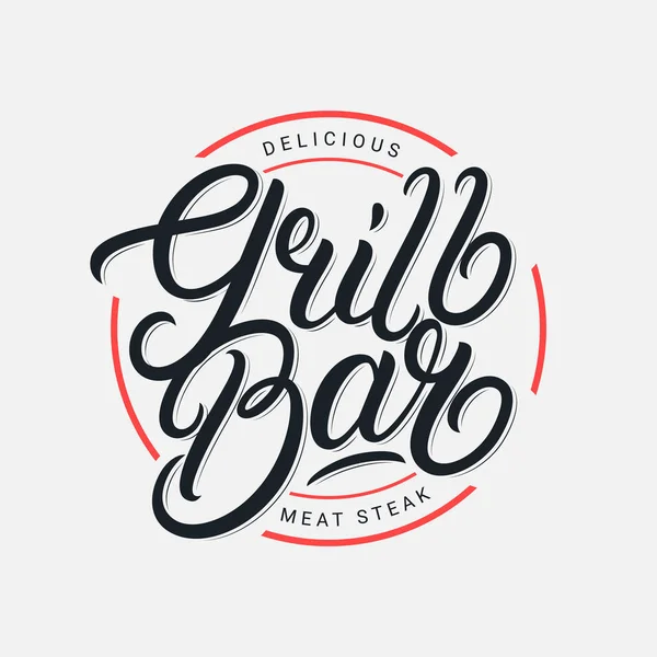 Grill Bar hand geschreven belettering logo — Stockvector
