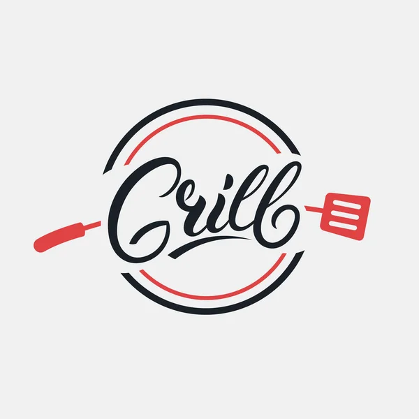 Grill mão escrita lettering logotipo —  Vetores de Stock