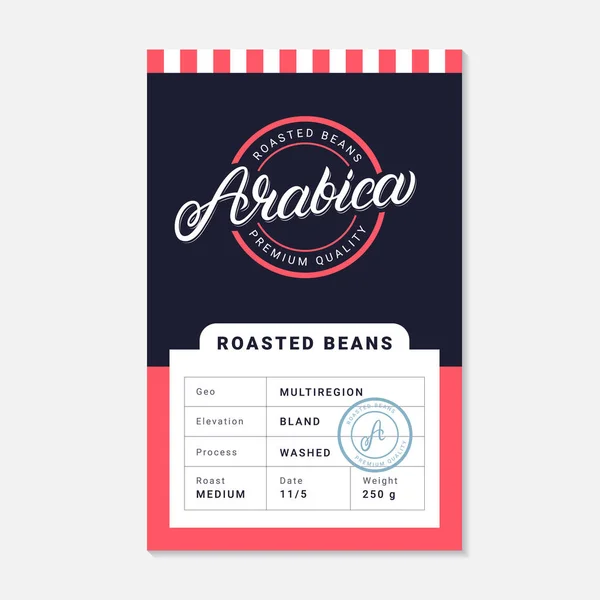 阿拉比卡咖啡豆包装标签设计模板 — 图库矢量图片