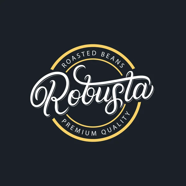 Robusta koffie hand geschreven belettering logo — Stockvector