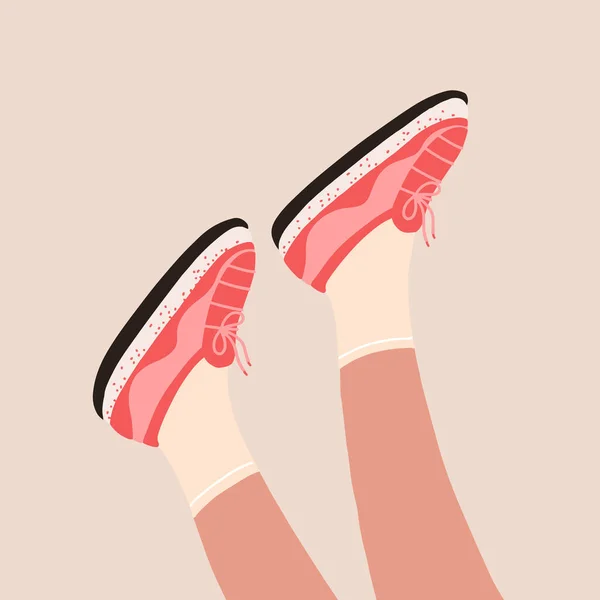 Patas femeninas en las zapatillas — Vector de stock