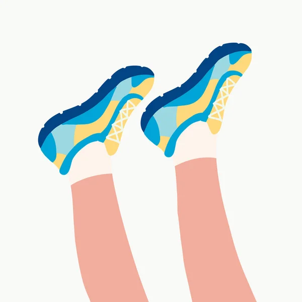 Patas femeninas en las zapatillas — Vector de stock