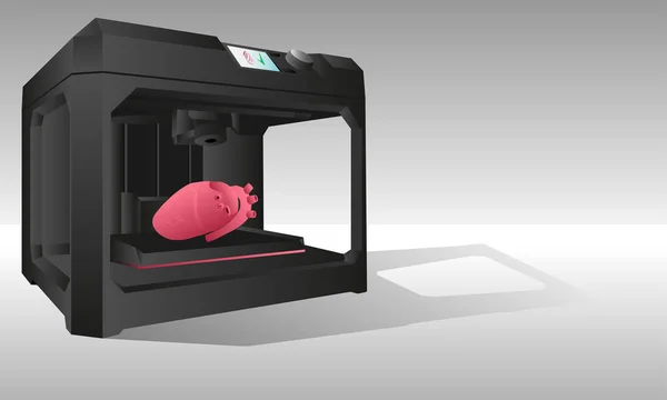 Impresora 3d para la impresión de órganos internos — Vector de stock