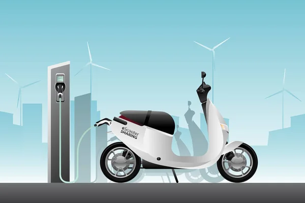 Paylaşım için elektrikli scooter — Stok Vektör