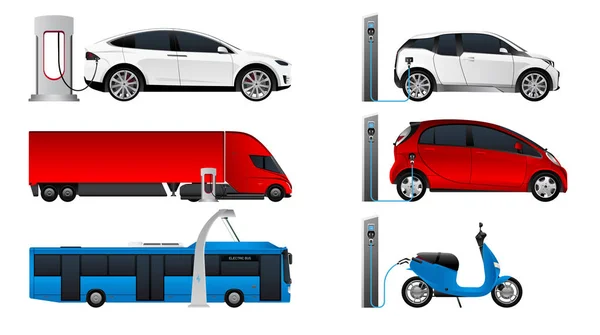 Set elektrische voertuigen — Stockvector