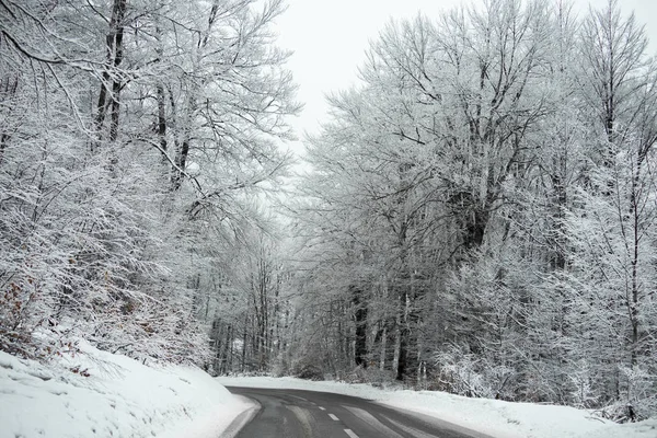 Зимова дорога в горах — стокове фото