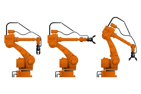 Conjunto de robôs de manipulação de montagem — Vetor de Stock