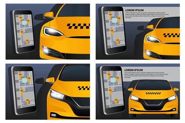 Mobiele applicatie voor het bestellen van taxi — Stockvector