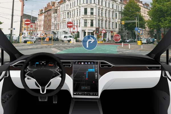 Self driving car on a road. — Stock Photo, Image