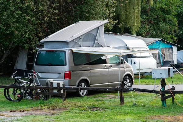 Camper van in a camping park