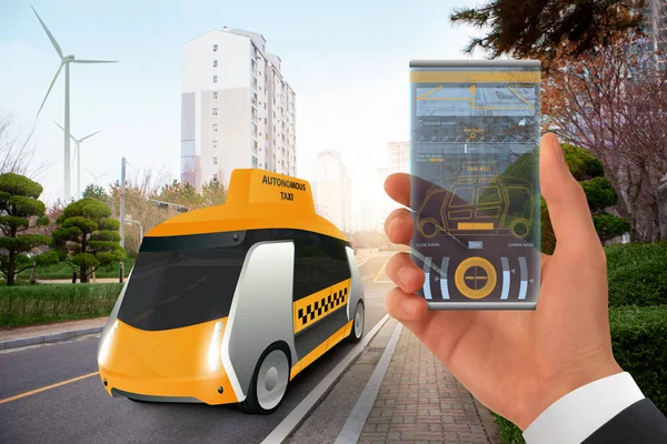 Futuristische autonome taxi — Stockfoto