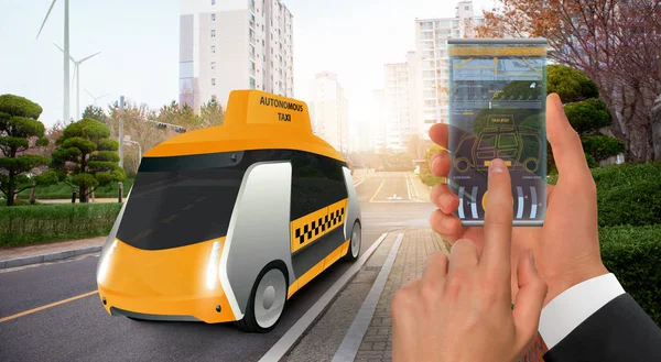 Futuristické autonomní taxi — Stock fotografie