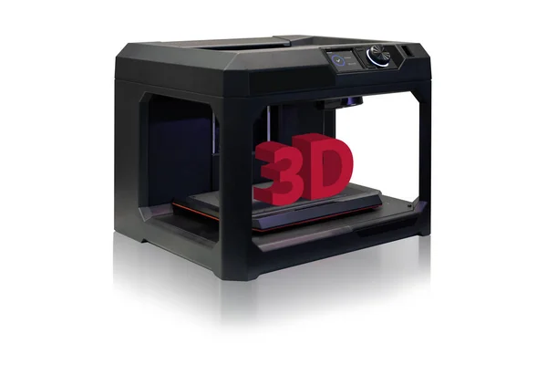 Impresora 3d con un texto impreso "3D " — Foto de Stock