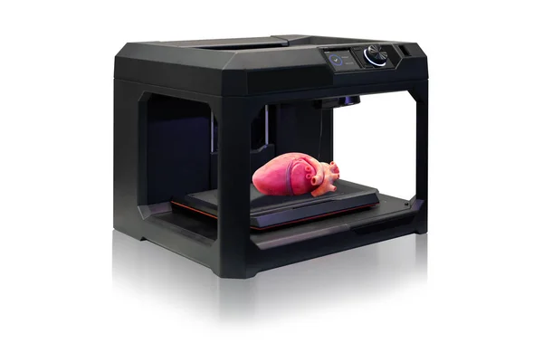 3D-printer met een gedrukte menselijk hart — Stockfoto