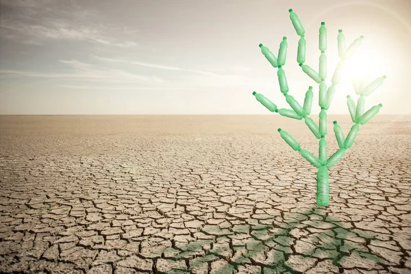 Contaminación Tierra Por Residuos Plásticos — Foto de Stock