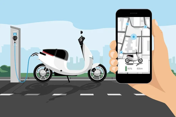 Mobiele Applicatie Voor Het Delen Van Escooter Vector Illustratie Eps10 — Stockvector