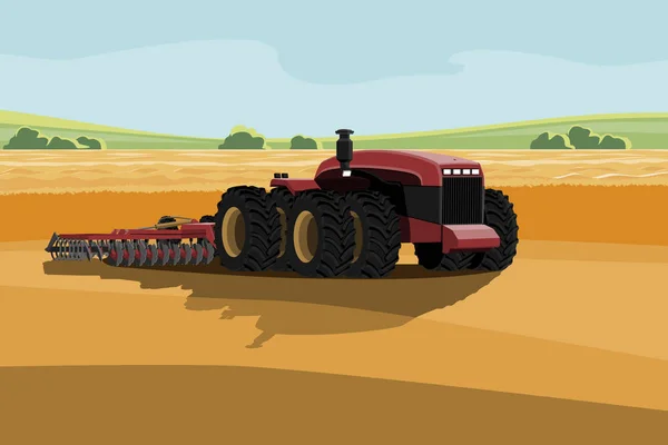 Autonomous Tractor Working Field Smart Farming Digital Transformation Agriculture Vector — Stock Vector