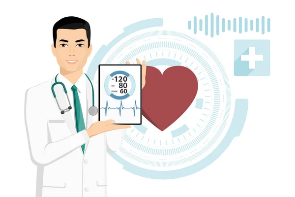 Aplicação Móvel Para Medir Pulso Pressão Arterial Saúde Digital —  Vetores de Stock