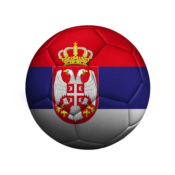 The flag of Serbia is depicted on a football