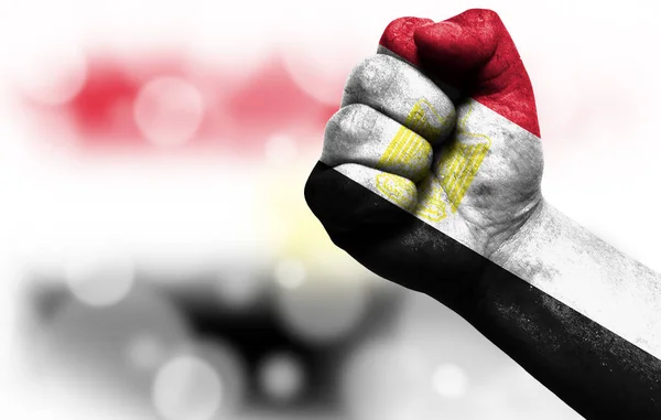 Flag of Egypt painted on male fist, concept of conflict