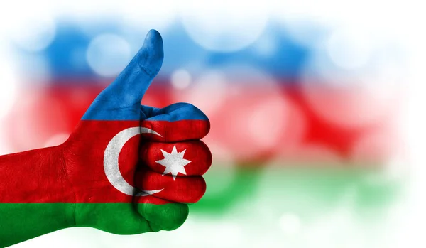 hand thumbs up, flag of Azerbaijan.