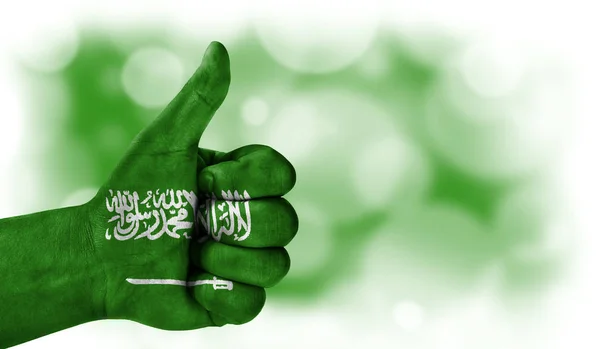 hand thumbs up, flag of Saudi Arabia.
