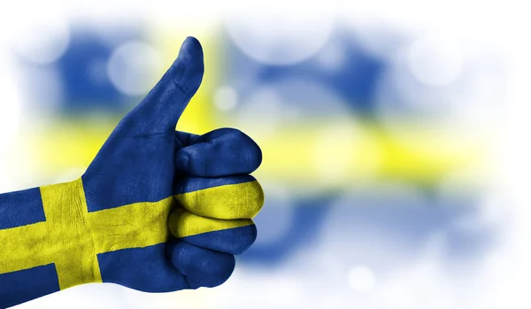 hand thumbs up, flag of Sweden.