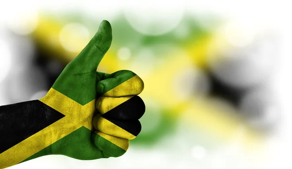 hand thumbs up, flag of Jamaica.