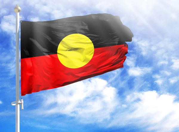 National flag of Australian Aboriginal on a flagpole