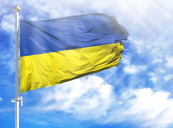 National flag of Ukraine on a flagpole